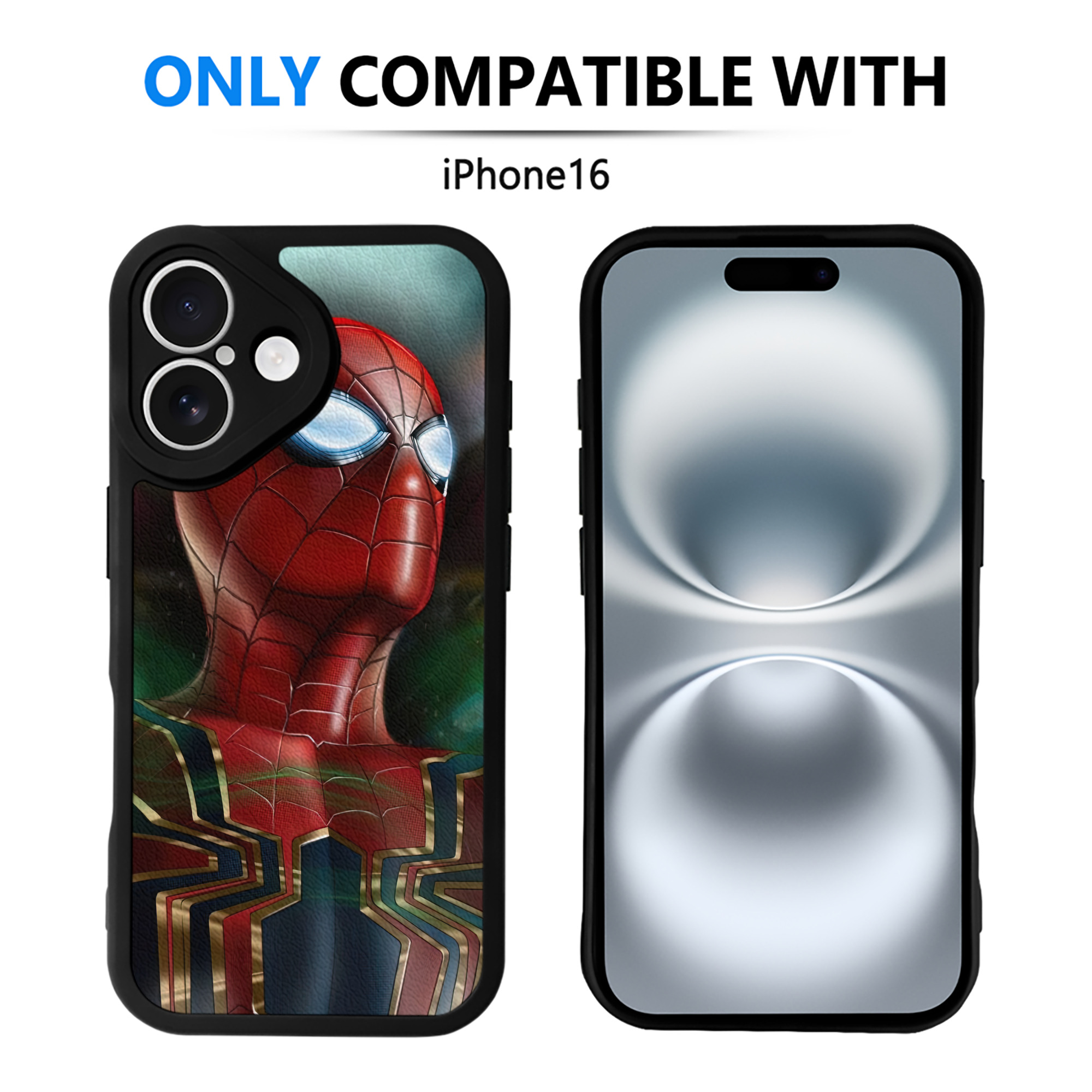 （画像用） Spider Man スパイダーマン 【iPhone 16シリーズ対応】シリコンスマホケース（レザー調） 材質：シリコン